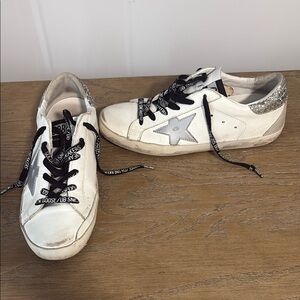 Golden Goose White Sneakers with Silver Star